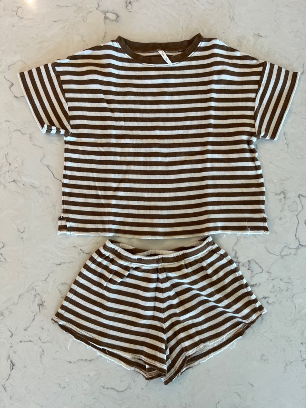 Rylee + Cru Summer Waffle Set Brown and White Striped